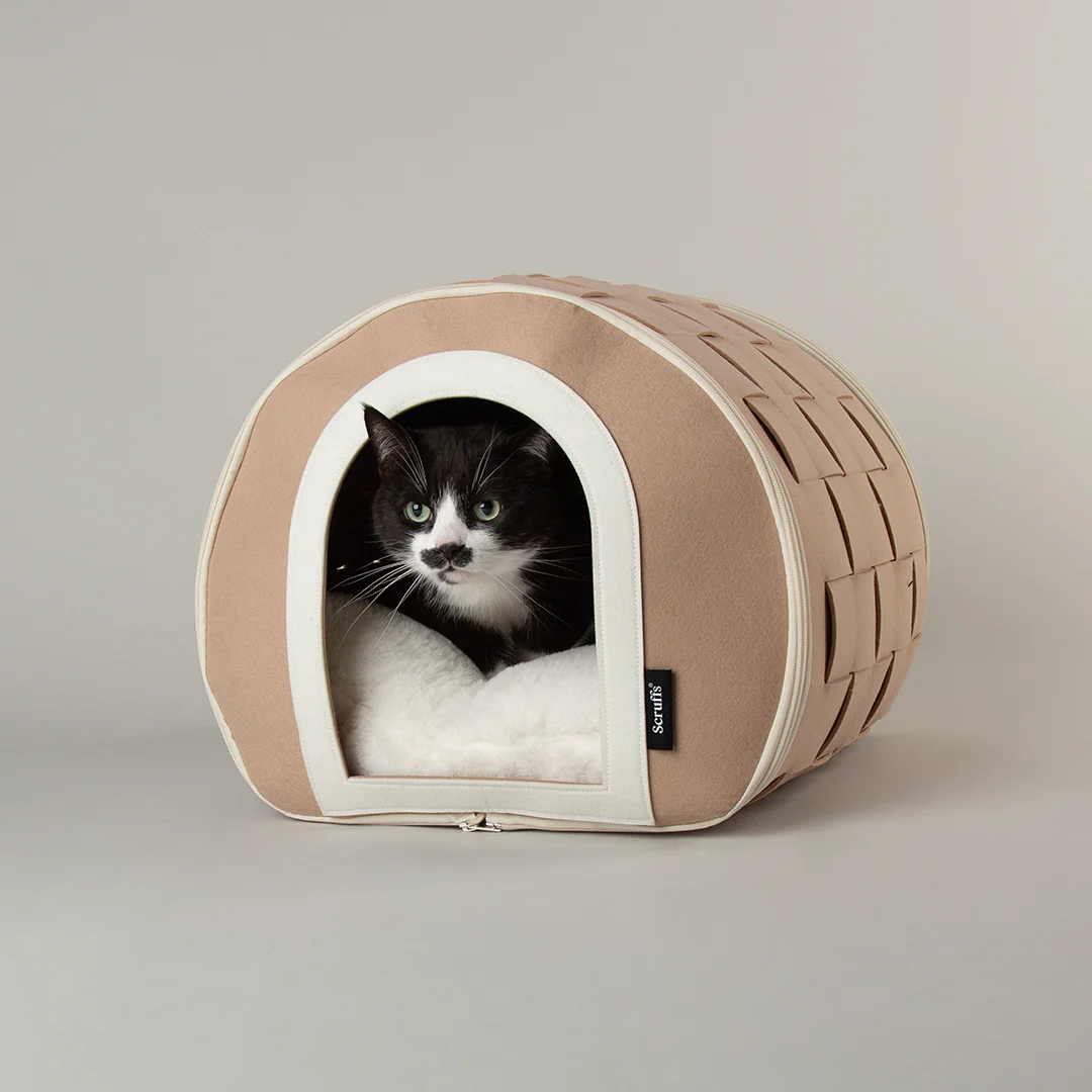 Scruffs | Stockholm Felt Cave Cat Bed - Tan - Image 4